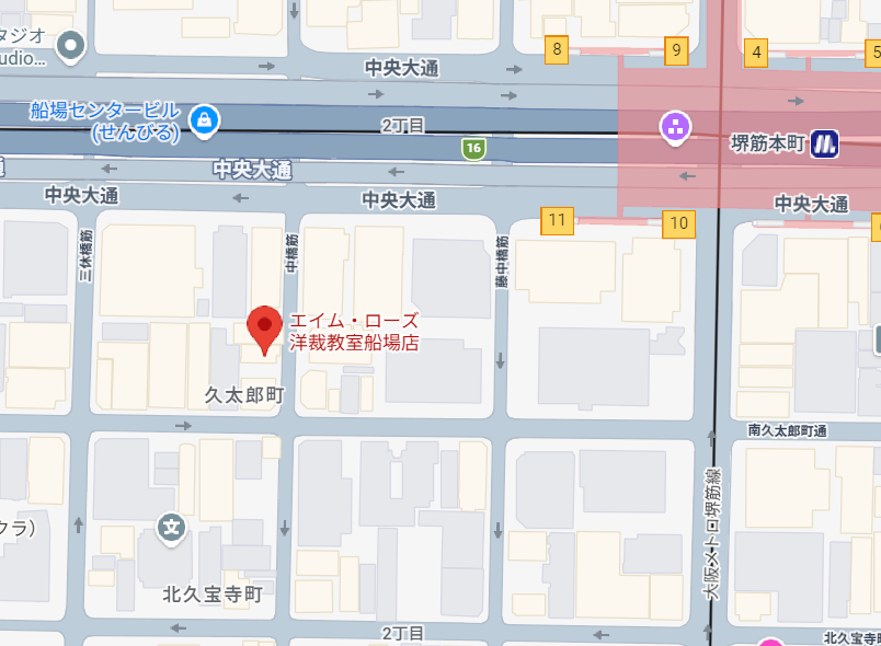 エイム・ローズ洋裁教室船場店 周辺マップ